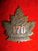 170th Battalion (Mississauga Horse) Cap Badge